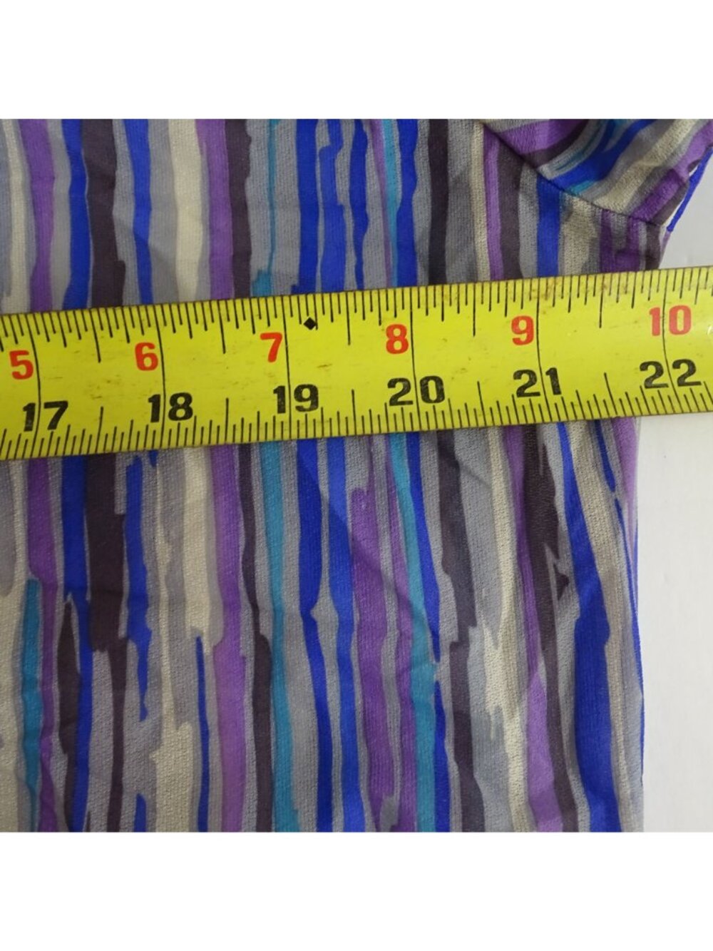 Vintage 80s Teddi Of California Multicolor Stripe Ruffle Blouse Size 18 Office - Picture 9 of 11